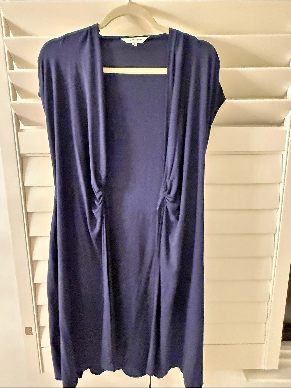 Lewis Cho Navy Draped Open-Front Tunic Cardigan – Small
